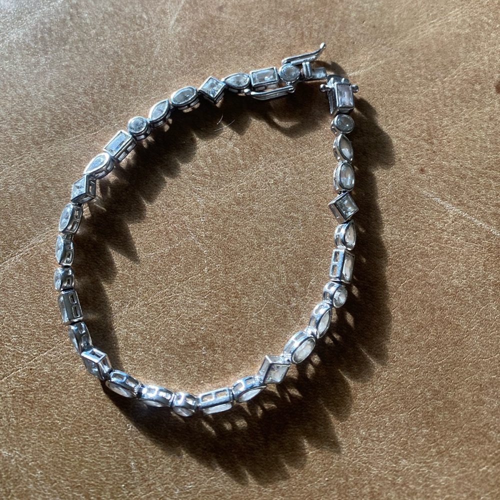 Sterling Silver Linked Tennis Bracelet - Silver